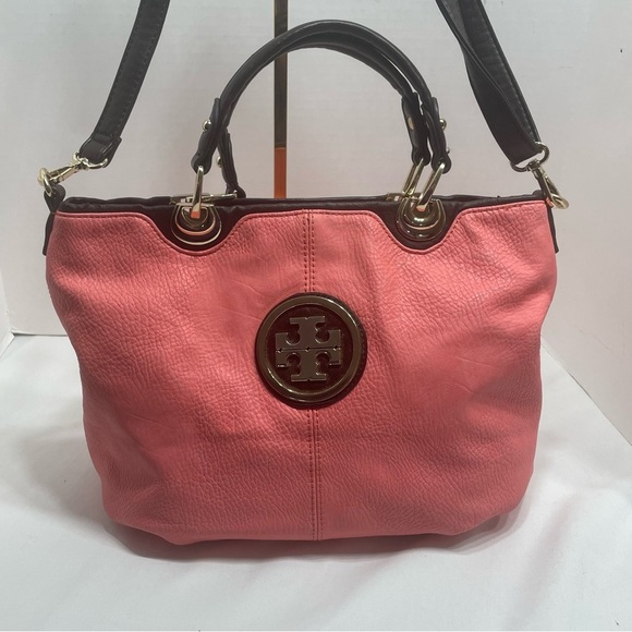 None Handbags - WOMENS TOTE SATCHEL HANDBAG coral FAUX LEATHER DOUBLE STRAPS. Pre-owned. Flaws
